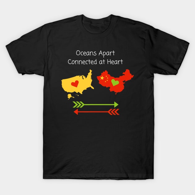 ESL Teacher Shirt Oceans Apart Connected at Heart T-Shirt by Haley Tokey